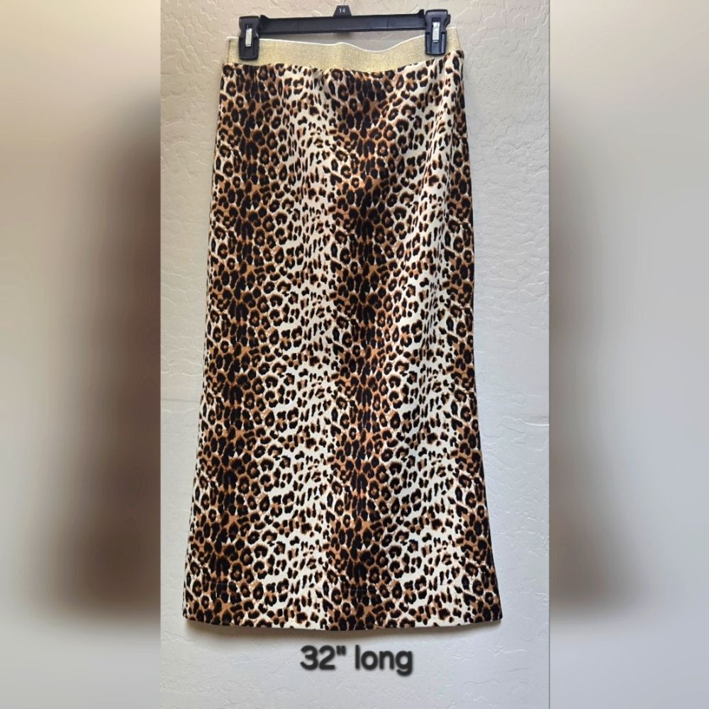 Leopard Print Women's Pencil Skirt w/Elastic Waist. Sz M